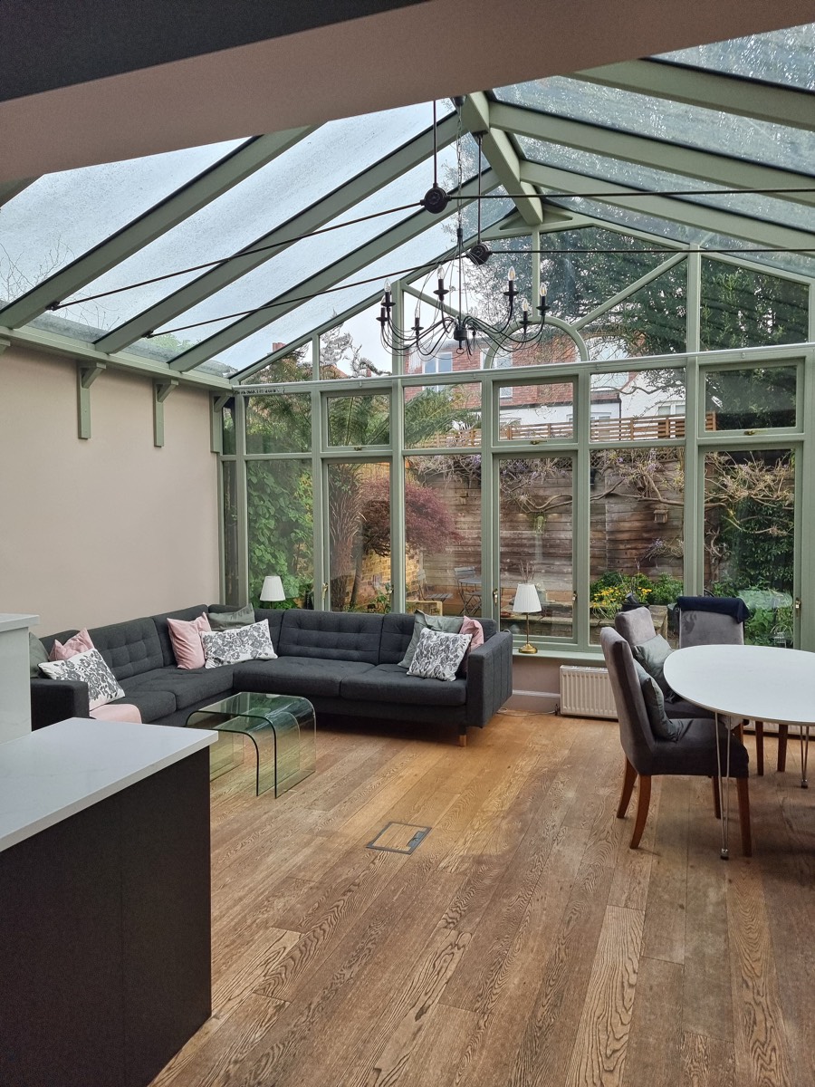 Beautiful conservatory with oak flooring